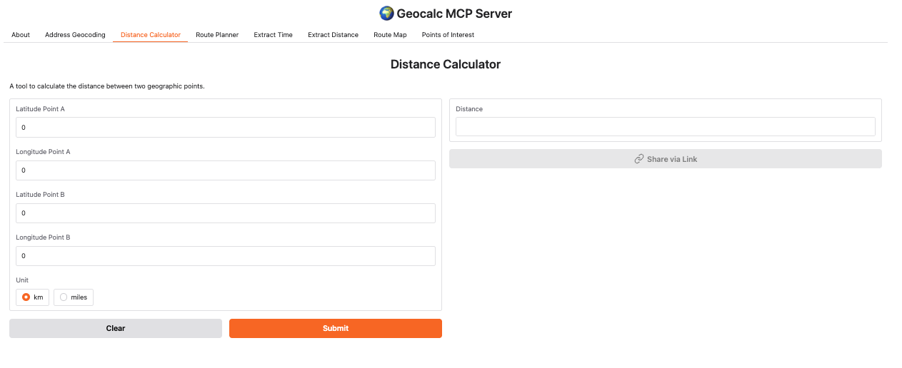 GeoCalc UI Screenshot